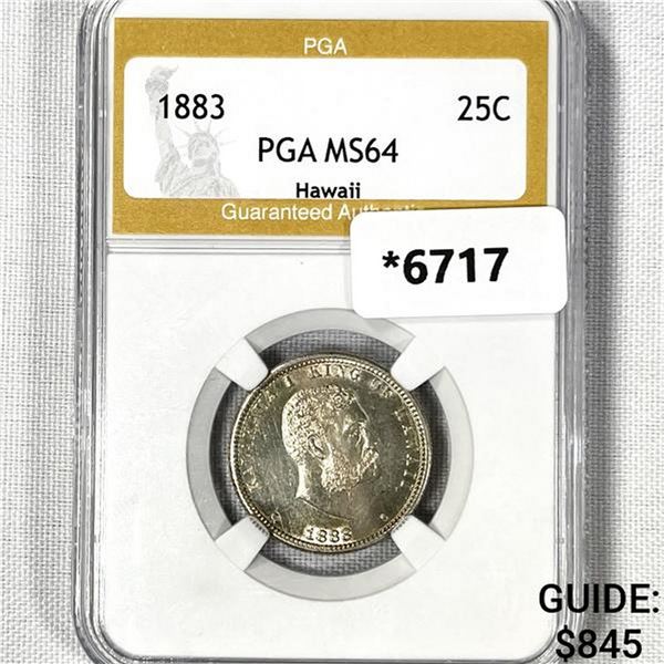 1883 Kingdom of Hawaii Quarter PGA-MS64