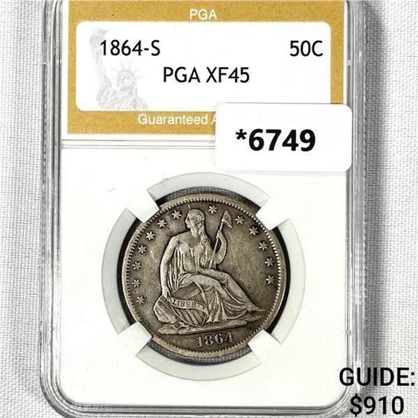 1864-S Seated Liberty Half Dollar PGA-XF45