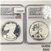 Image 1 : 2012-S Set (2) Silver Eagle NGC-PF69 1 UC, 1 Rev