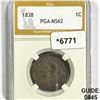 Image 1 : 1838 Coronet Head Large Cent PGA-MS62