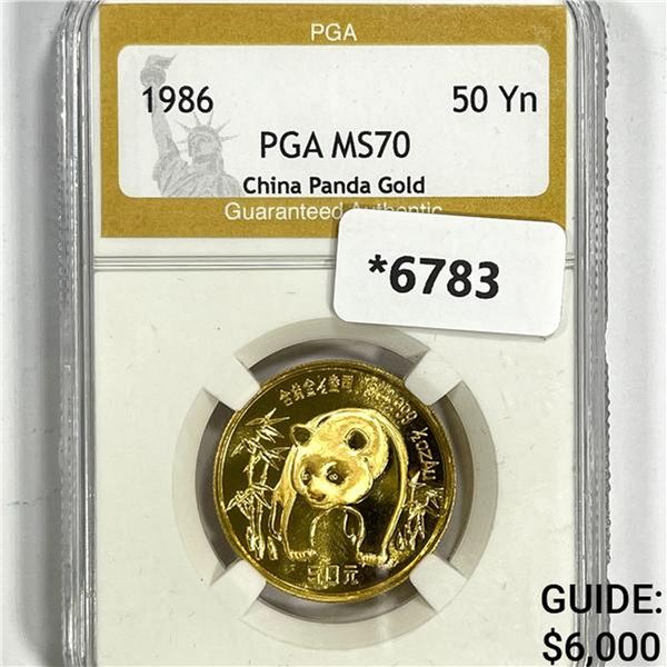 1986 50 Yuan 1/2 oz China Gold Panda PGA-MS70
