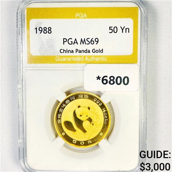 1988-P 50 Yuan 1/2 oz China Gold Panda PGA-PR69