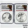 Image 1 : 2012-S Set (2) Silver Eagle NGC-PF69 1 UC, 1 Rev