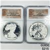 Image 1 : 2012-S Set (2) Silver Eagle NGC-PF69 1 UC, 1 Rev