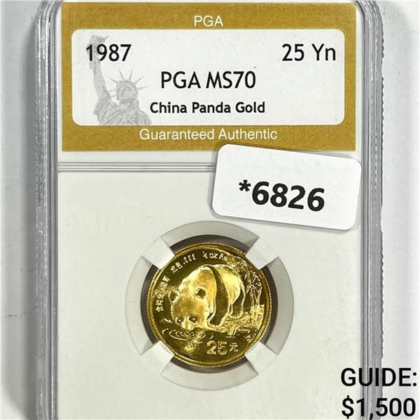 1987 25 Yuan 1/4 oz China Gold Panda PGA-MS70