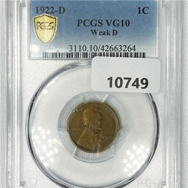 1922-D Wheat Cent PCGS-VG10