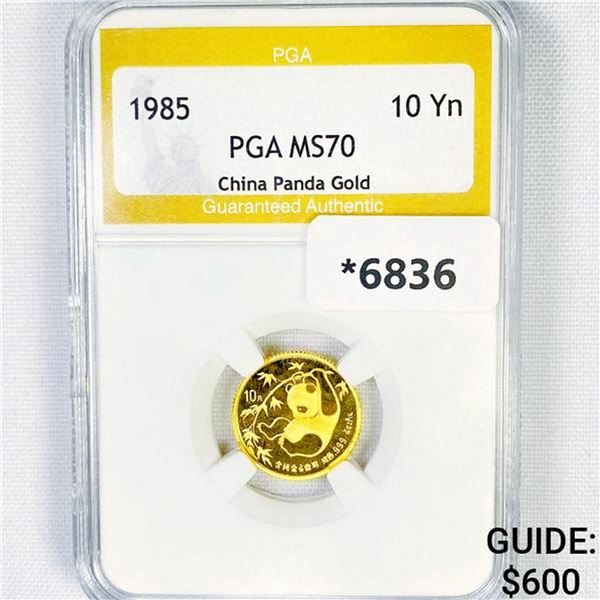 1985-P 10 Yuan 1/10 oz China Gold Panda PGA-PR70