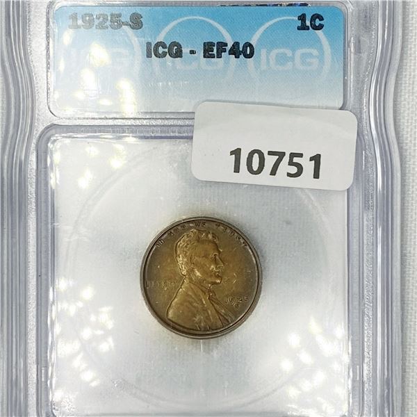 1925-S Wheat Cent ICG-EF40