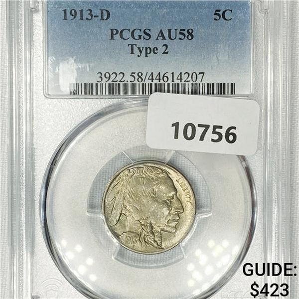 1913-D Buffalo Nickel PCGS-AU58 Type 2