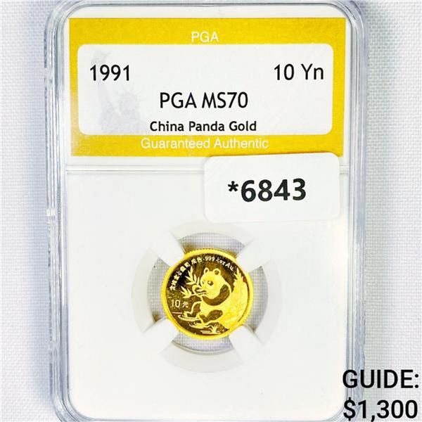 1991-P 10 Yuan 1/10 oz China Gold Panda PGA-PR70