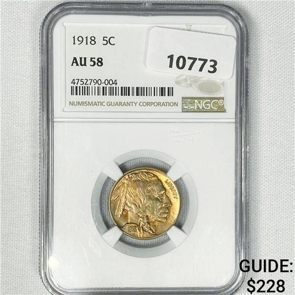 1918 Buffalo Nickel NGC-AU58