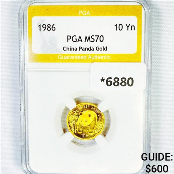 1986-P 10 Yuan 1/10 oz China Gold Panda PGA-PR70
