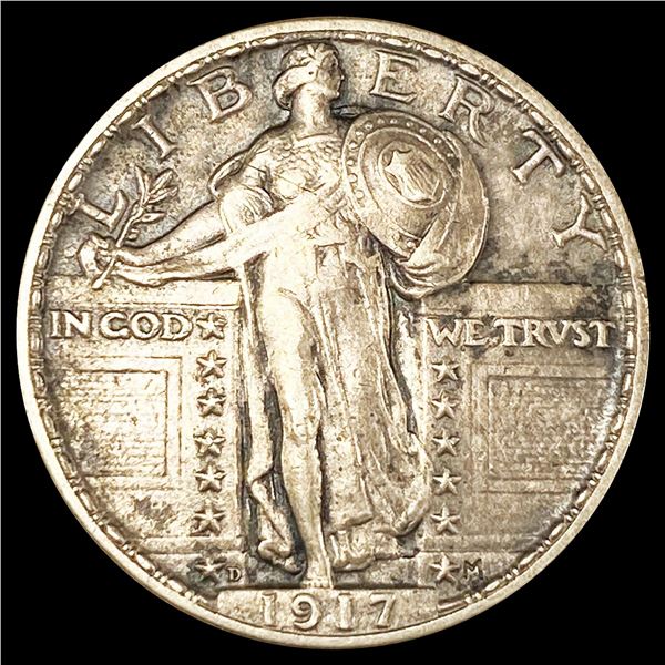 1917-D Ty 2 Standing Liberty Quarter NEARLY