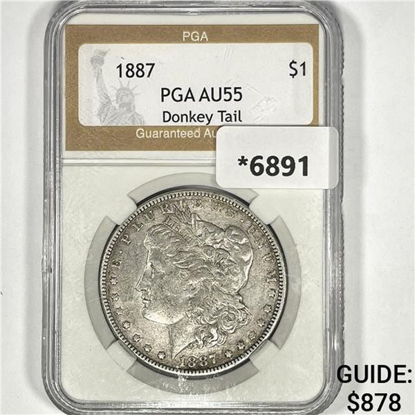 1887 Donkey Tail Morgan Silver Dollar PGA-AU55