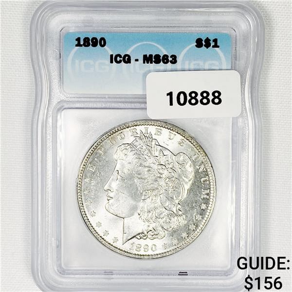 1890 Morgan Silver Dollar ICG-MS63