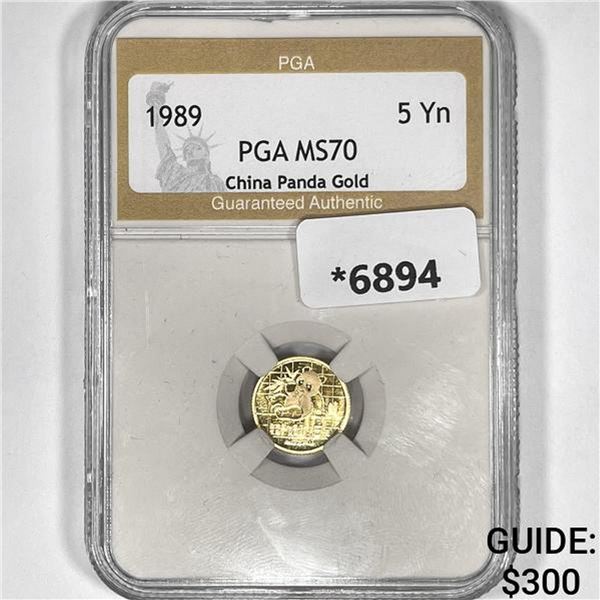 1989 China Panda Gold 5 Yuan PGA-MS70