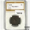 Image 1 : 1818 Coronet Head Large Cent PGA-MS61+