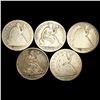 Image 1 : (5) Seated Liberty Half Dollars NICELY CIRCULATE