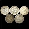 Image 2 : (5) Seated Liberty Half Dollars NICELY CIRCULATE