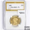 Image 1 : 1881 $10 Gold Eagle PGA-MS63+ PL