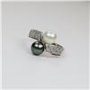 Image 2 : Classy Black and White Pearl and Diamond Ring