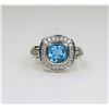Fantastic Vivid Blue Topaz and Diamond Ring