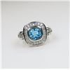 Image 2 : Fantastic Vivid Blue Topaz and Diamond Ring