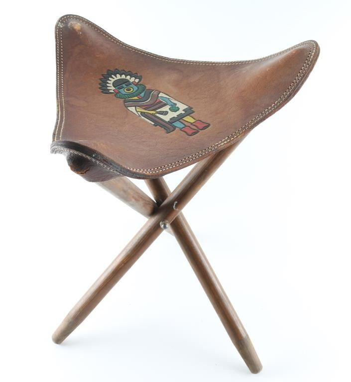 Hopi Triangle Leather Stool