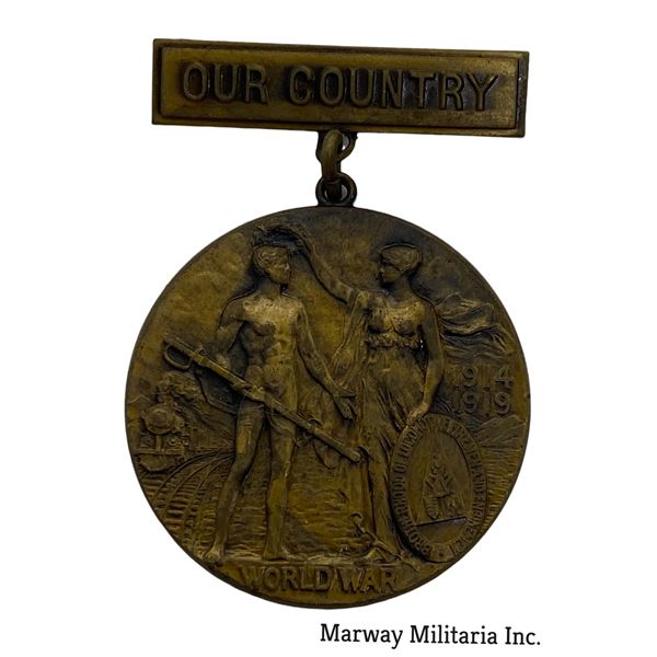 WW1 Welcome Home Medal from Brotherhood of Locomotive Firemen & Enginemen