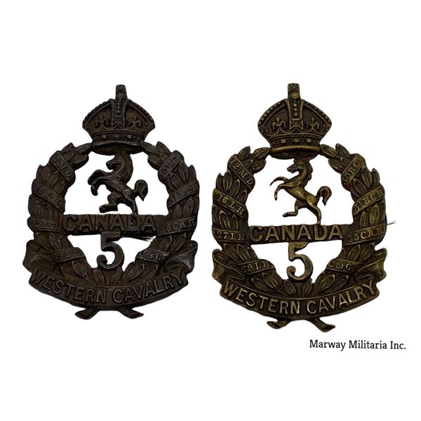 Lot of 2, WW1 5th Western Cavalry Collar Badges