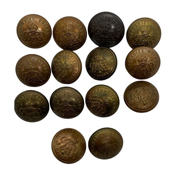 Lot of 14, Canadian Grenadier Guards Uniform Buttons