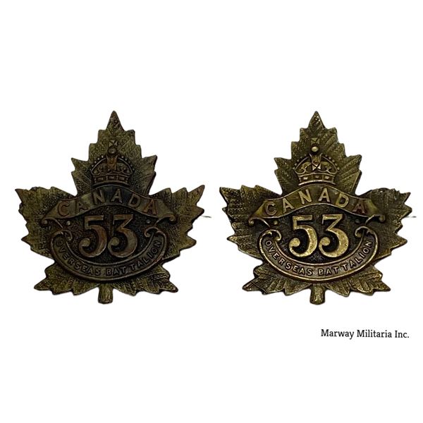 WW1 CEF 53rd Battalion Collar Badge Lot