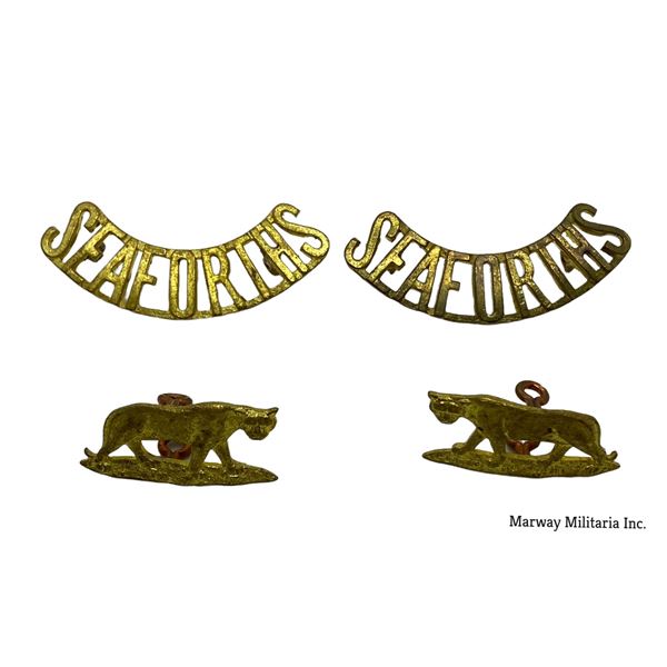 WW2 era, Seaforth Highlanders of Canada Collar & Shoulder Title Pair