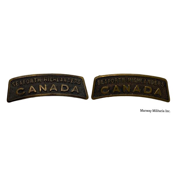 WW1 CEF Seaforth Highlanders Shoulder Title Badge Pair