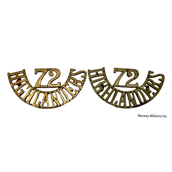 Pre WW1, 72nd Seaforth Highlanders Shoulder Title Pair