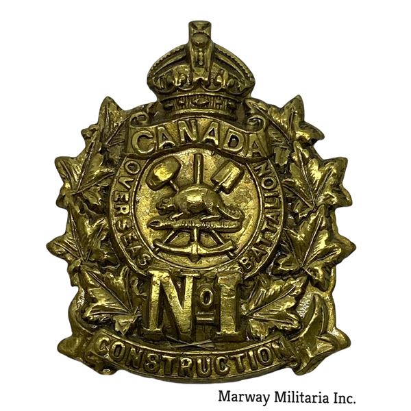 WW1 CEF No 1 Construction Battalion Cap Badge