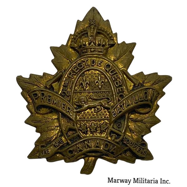 WW1 CEF 1st Depot Bn, 2nd Quebec Regiment Cap Badge