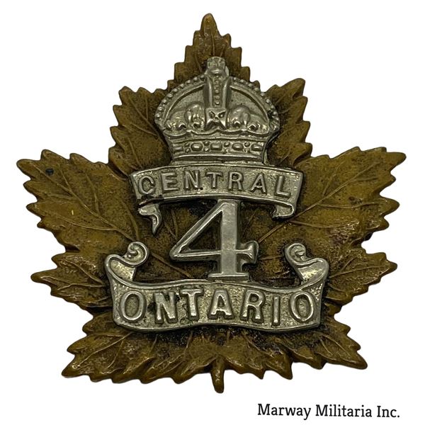 WW1 CEF 4th Battalion, Central Ontario Cap Badge