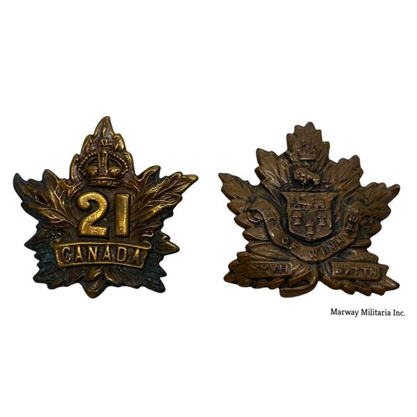 WW1 CEF Collar Badge Lot 21st & 27th Battalions