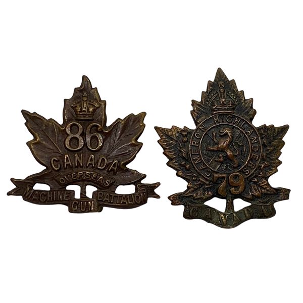 WW1 CEF Collar Badge Lot 79th Draft & 86th Battalions
