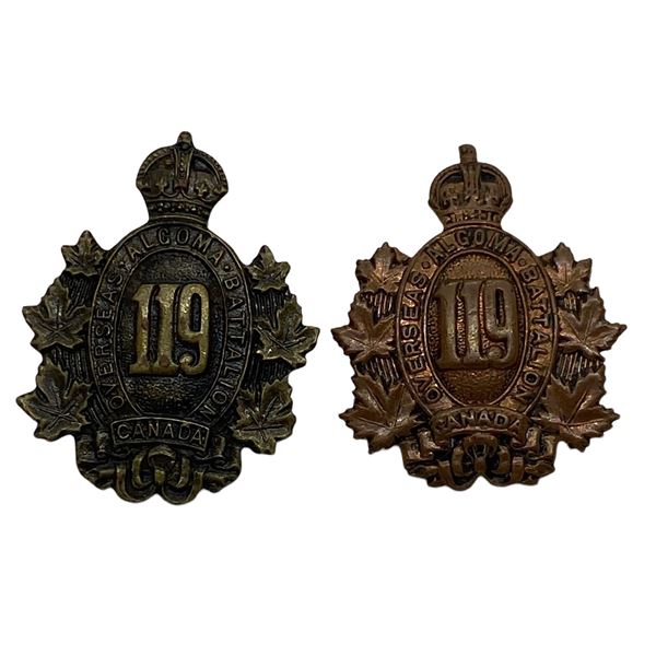 WW1 CEF 119th Battalion Collar Badge Lot