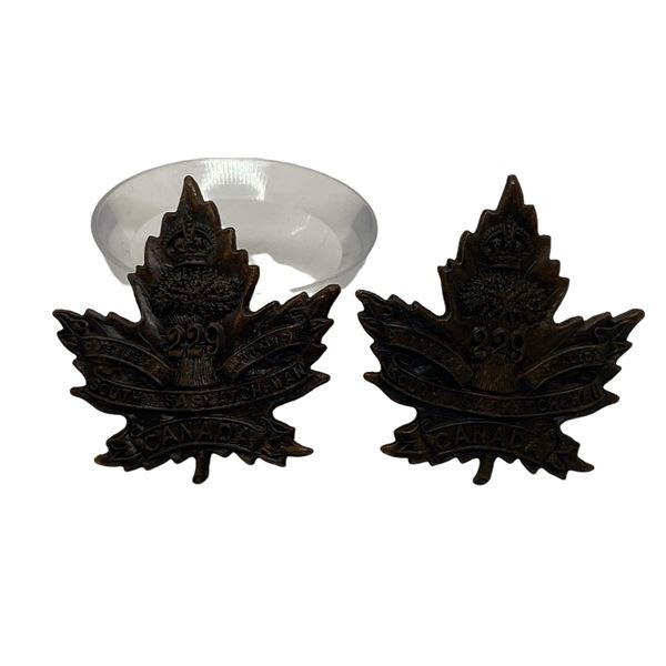 WW1 CEF 229th Battalion Collar Badge Pair