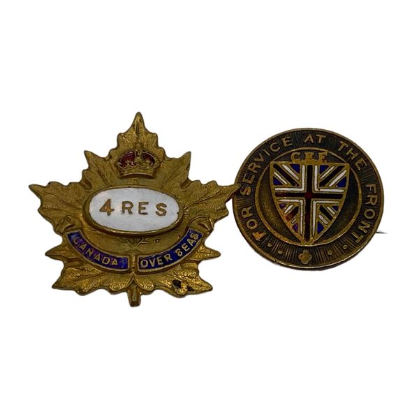WW1 CEF 4th Reserve Battalion Sweetheart  & Service at the Front Pin Lot