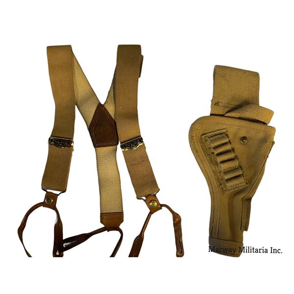 WW2 Canadian 38 Webley Holster & WW2 era Suspenders Lot