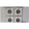Image 3 : Lot of 5 U.S. World War II Silver Washington Quarters. Includes 1941, 1942, 1943, 1944 & 1945.
