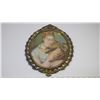 Image 1 : Large Brass framed Lady and Cat picture