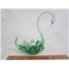 Large Art Glass Green Swan no damage