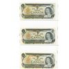 Image 1 : Set of 3, 1973 1 Dollar Canadian Bills, Prefixes - AME/ECS/AMV