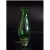 Image 3 : Green Huricane Lamp w/green glass shade and brass base - wick intact