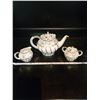 Image 1 : Vintage Arthur Wood 4323 Ivory/Gold Tea Pot w/ creamer & sugar bowl